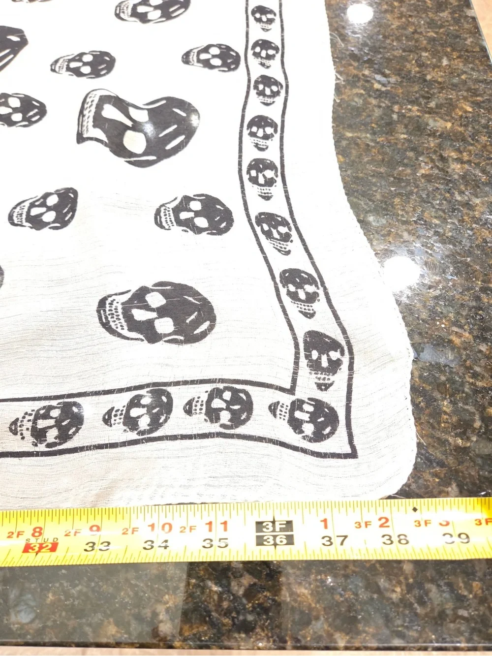 Alexander McQueen Black Skull Border on Cream Scarf